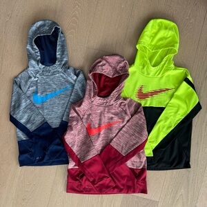 Nike Kids Dri-Fit Hoodies - Blue, Red, and Neon Yellow